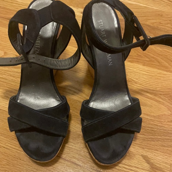 Stuart Weitzman navy blue wedges